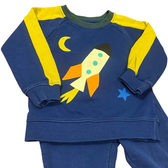 Hanna Andersson Outer Space Rocket Ship Sweat Pant Set Colorblock Size 2T - Picture 3 of 5